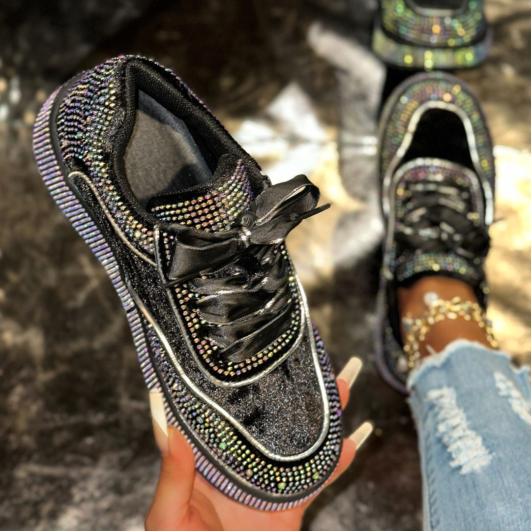 Damen Glamouröse Sneaker mit funkelnden Strass-Applikationen und bequemer Sohle