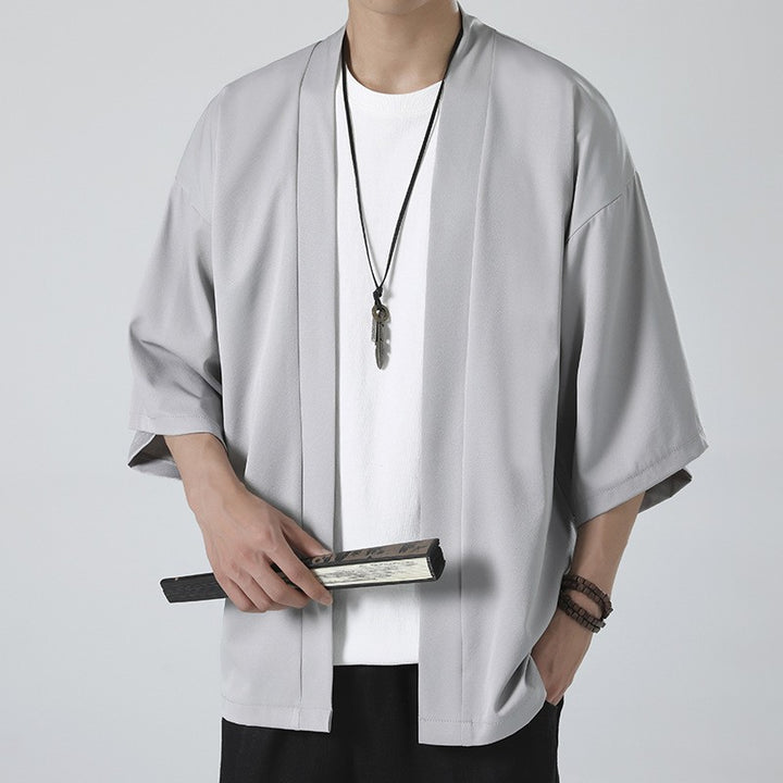 Herren kimonoartige Kurzjacke im Oversize-Stil mit offenem Schnitt und weichem Fall Nord Taschen