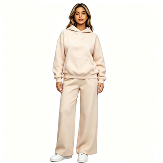 Damen Lässiger Kapuzenpullover mit weiten Hosen Nord Taschen
