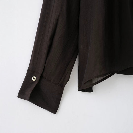 Damen Weiche Chiffonbluse mit Stehkragen, Knopfleiste und asymmetrischem Saum Nord Taschen