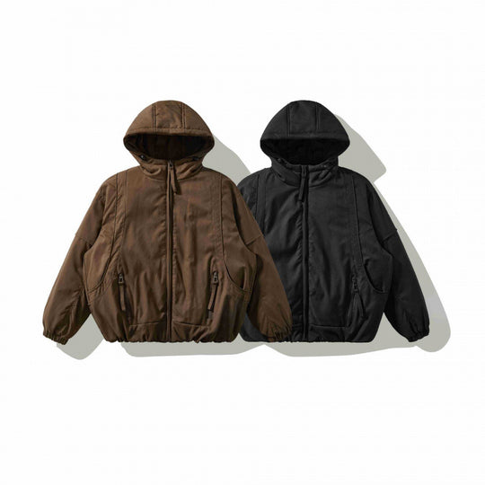 Unisex Oversize Stepp-Bomberjacke mit hoher Kapuze, geformten Pattentaschen und elastischem Saum Nord Taschen