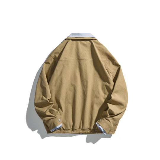 Herren Kurz geschnittene Canvas-Blousonjacke im Workwear‑Look mit kontrastierendem Hemdkragen Nord Taschen