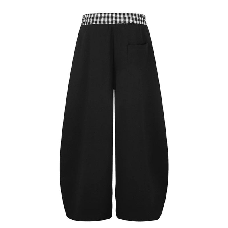 Damen Extraweite Palazzo-Sweathose mit Karo-Komfortbund, Tunnelzug und Skelett-Print Nord Taschen