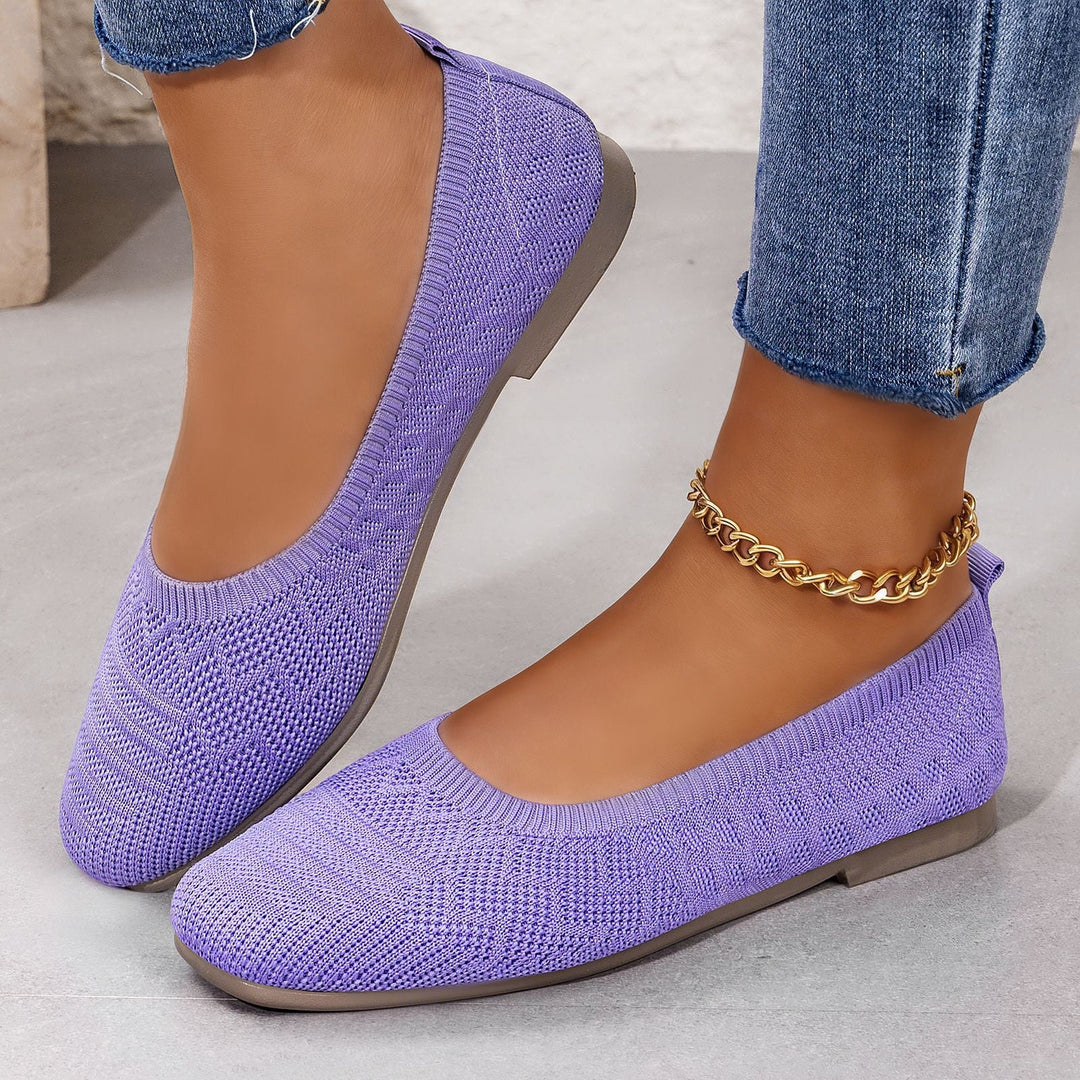 Damen Bequeme Ballerinas aus elastischem Strickmaterial mit flexibler Sohle