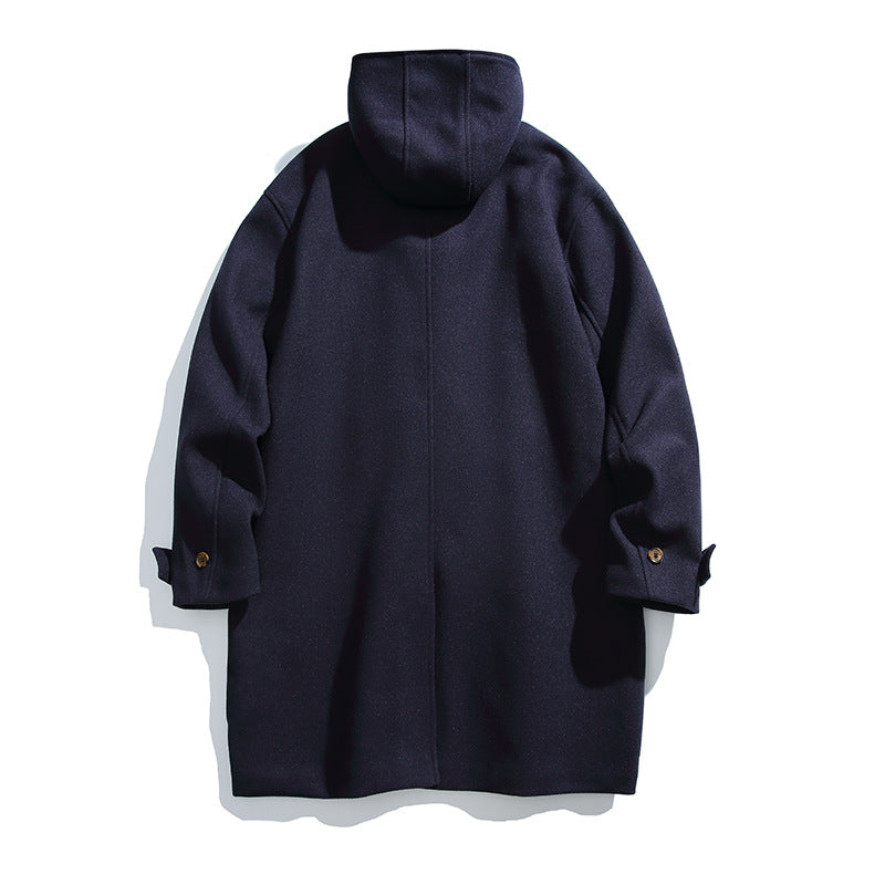 Herren Wollmix-Dufflecoat mit Kapuze und Knebelverschlüssen Nord Taschen