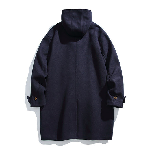 Herren Wollmix-Dufflecoat mit Kapuze und Knebelverschlüssen Nord Taschen