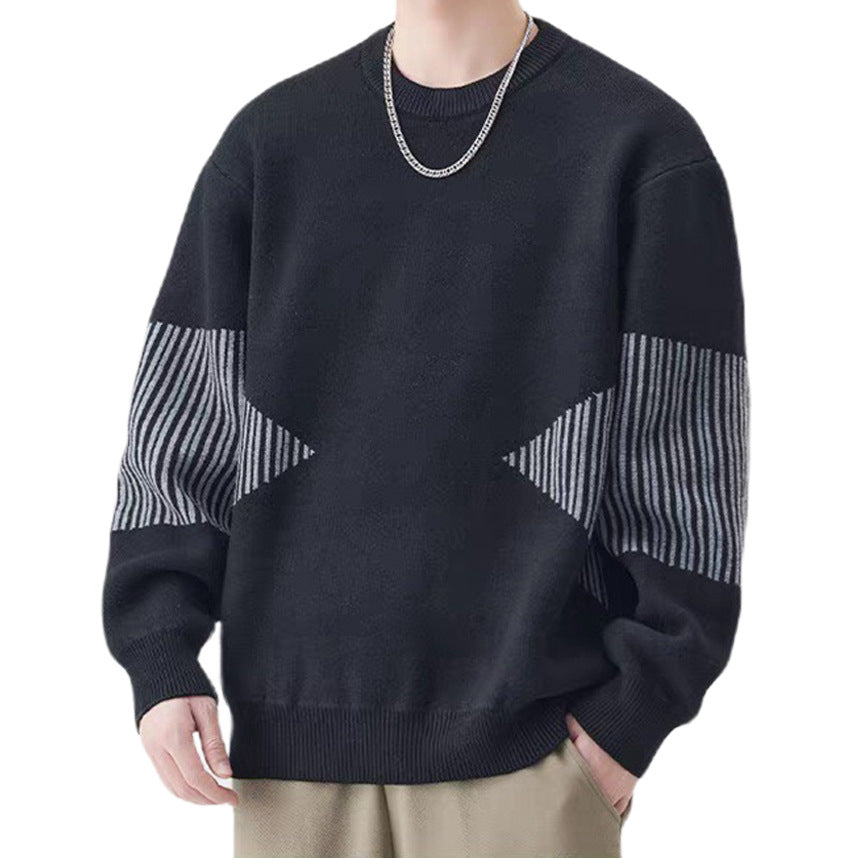 Herren Modischer Strickpullover mit gestreiften Ärmeln Nord Taschen
