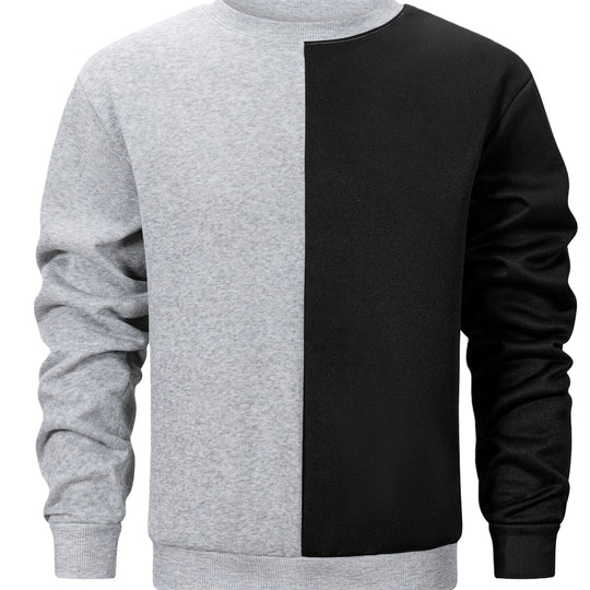 Herren Sweatshirt mit zweifarbiger Blockoptik, Rundhals & weichem Baumwoll‑Mix Nord Taschen