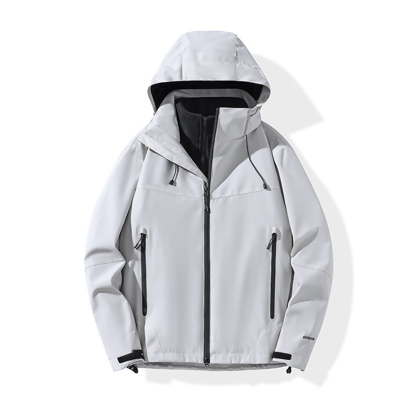 Herren Softshell-Hybridjacke mit Kapuze, getapten Reißverschlüssen und verstellbarem Saum Nord Taschen
