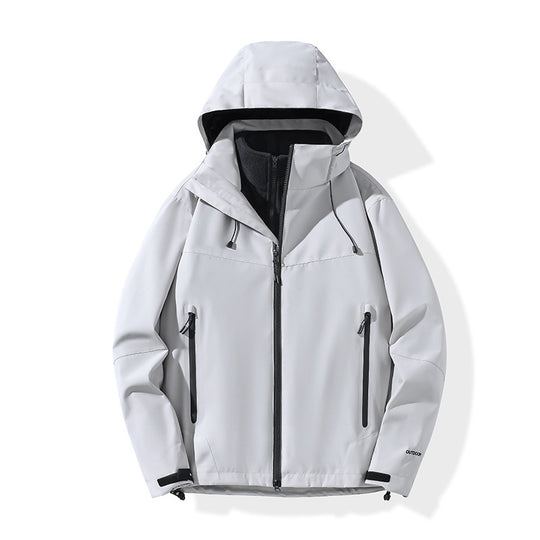 Herren Softshell-Hybridjacke mit Kapuze, getapten Reißverschlüssen und verstellbarem Saum Nord Taschen
