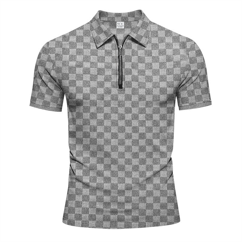 Herren nan kurzes Halbzip-Poloshirt aus strukturierter Waffelpiqué mit Hemdkragen und figurbetonter Passform Nord Taschen