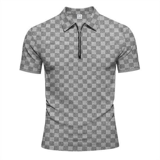 Herren nan kurzes Halbzip-Poloshirt aus strukturierter Waffelpiqué mit Hemdkragen und figurbetonter Passform Nord Taschen