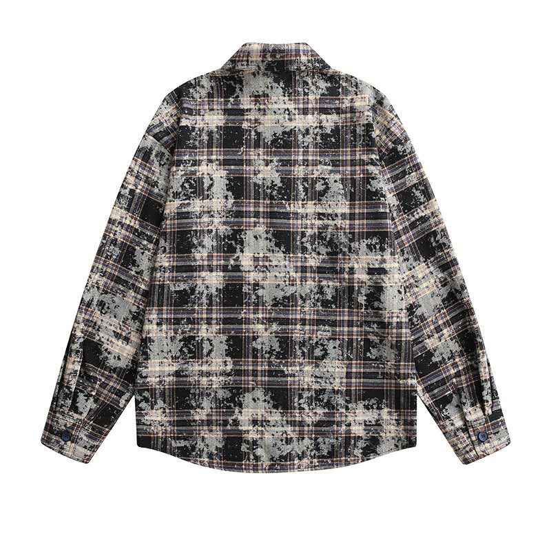 Damen Oversized Karo‑Hemdjacke mit Used‑Effekt und Brusttaschen Nord Taschen