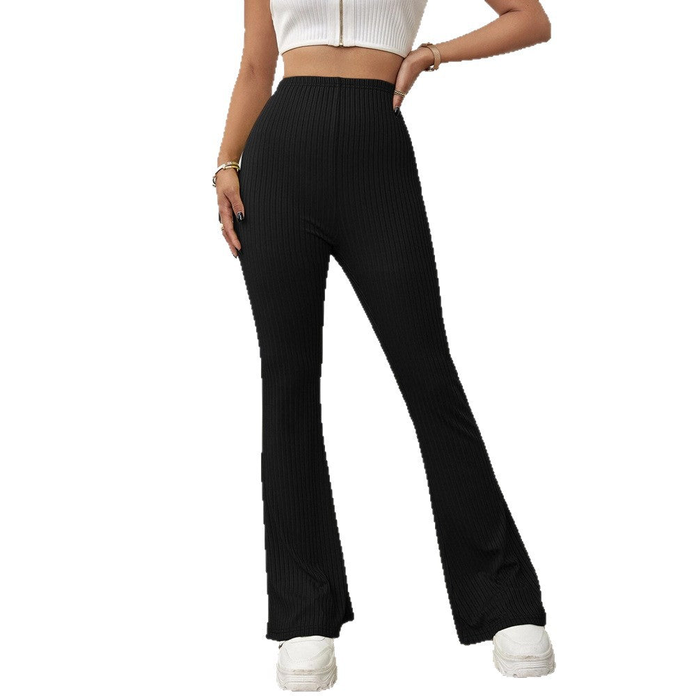 Damen hochtaillierte gerippte Schlaghose aus stretch‑Jersey Nord Taschen