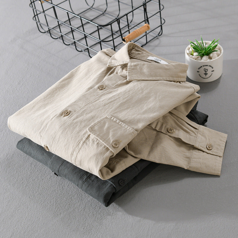 Herren Vielseitiges Baumwoll-Overshirt mit aufgesetzter Klappentasche und entspanntem Schnitt Nord Taschen