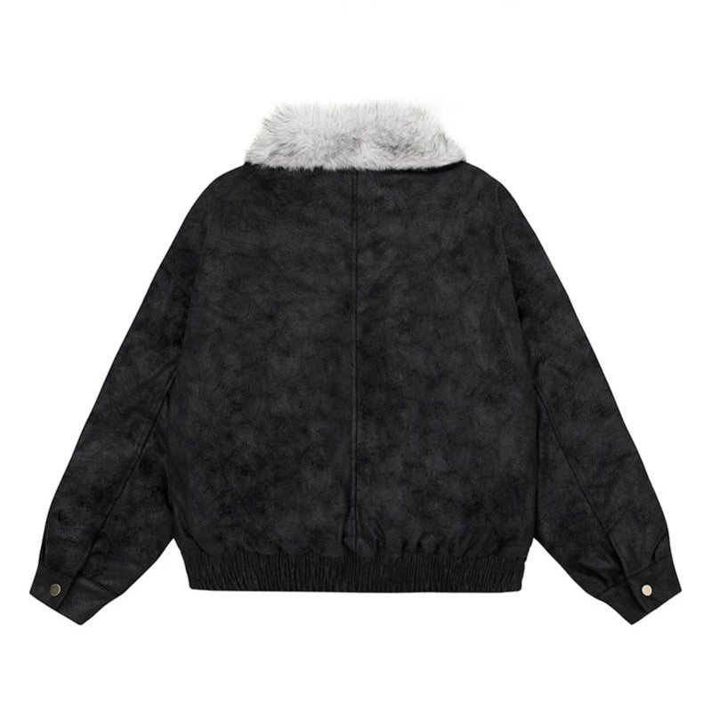Damen Oversize-Bomberjacke mit Kunstfellkragen und elastischem Saum Nord Taschen