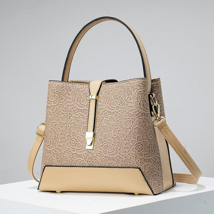 Damen elegante Handtasche mit filigranem Spitzenmuster Nord Taschen