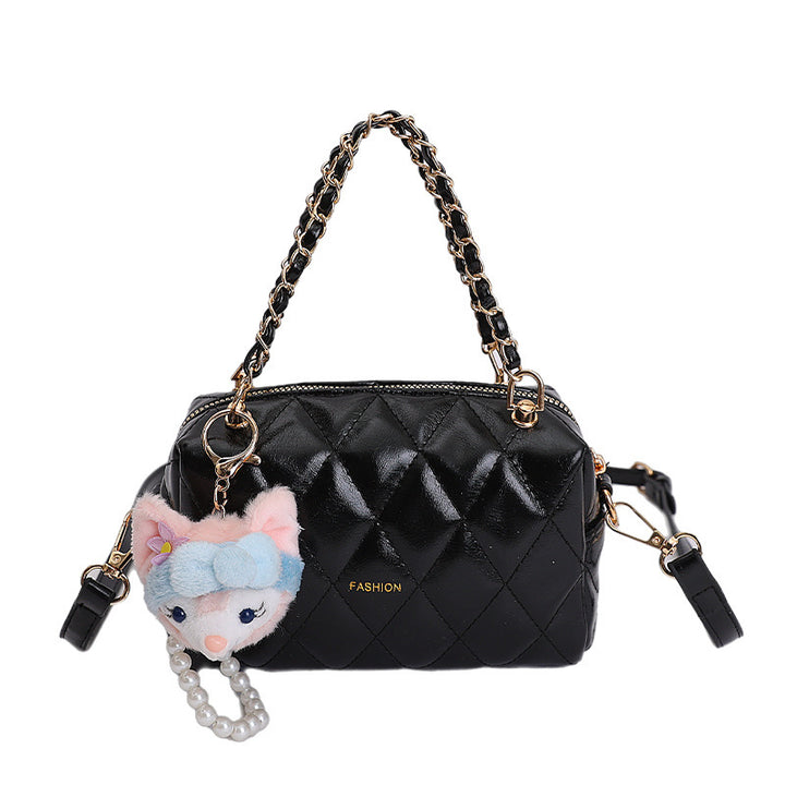 Damen modische Handtasche mit verspieltem Plüsch-Anhänger Nord Taschen