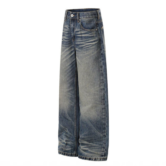 Damen Hochtaillierte weite Denim-Culotte mit Used‑Wash und ausgestellter Silhouette Nord Taschen