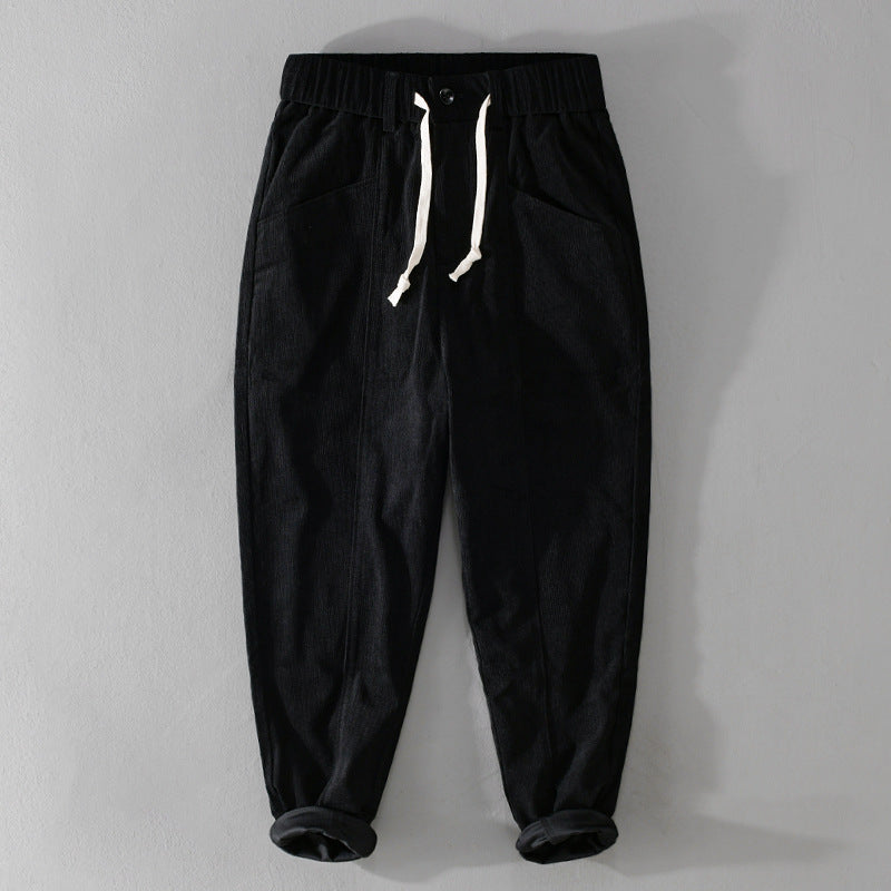 Herren Relaxte Cordhose mit elastischem Kordelbund, Kordelzug und konischem Bein Nord Taschen