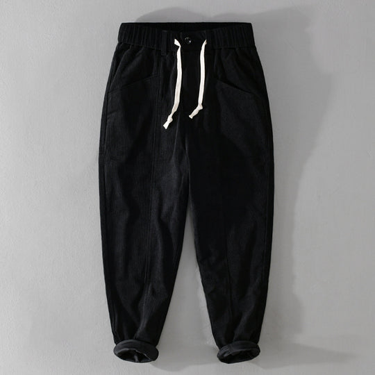 Herren Relaxte Cordhose mit elastischem Kordelbund, Kordelzug und konischem Bein Nord Taschen