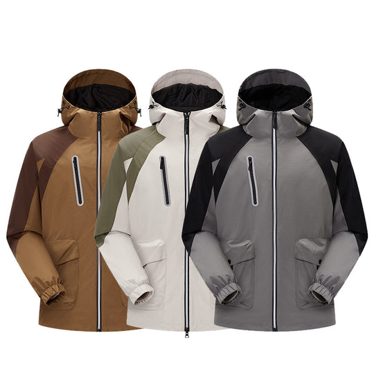 Herren zweilagige technische Regenjacke mit verstellbarer Kapuze und verschweißten Nähten Nord Taschen