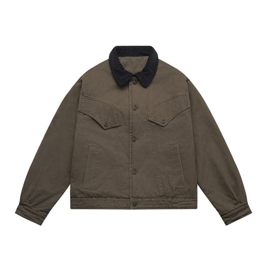 Herren Oversized Canvas‑Blousonjacke mit Cordkragen und aufgesetzten Pattentaschen Nord Taschen