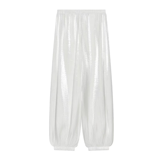 Damen Plissierte glänzende High‑Waist Palazzo-Jogger Nord Taschen