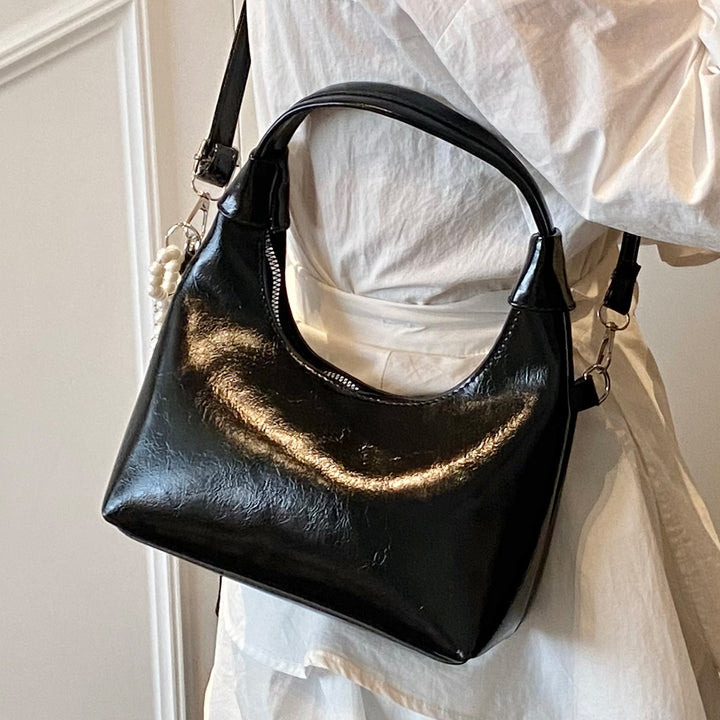 Damen Hobo-Handtasche mit elegantem, glänzendem Obermaterial und abnehmbarem Schulterriemen Nord Taschen
