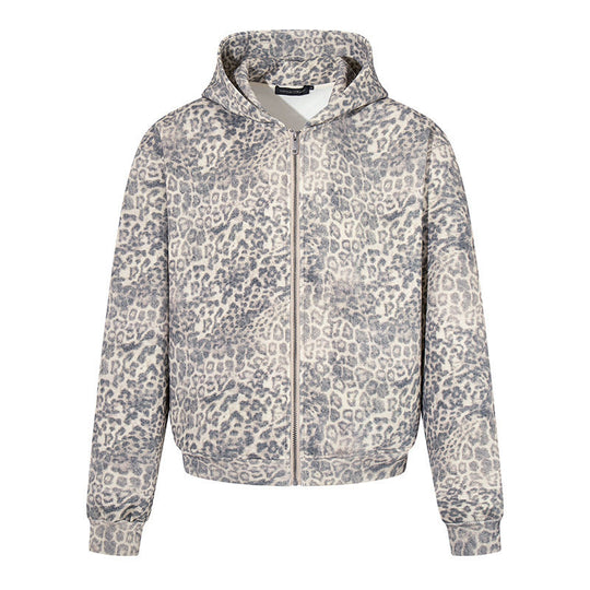 Damen Zip-Hoodie im soften Velours mit allover-Leo-Jacquard Nord Taschen