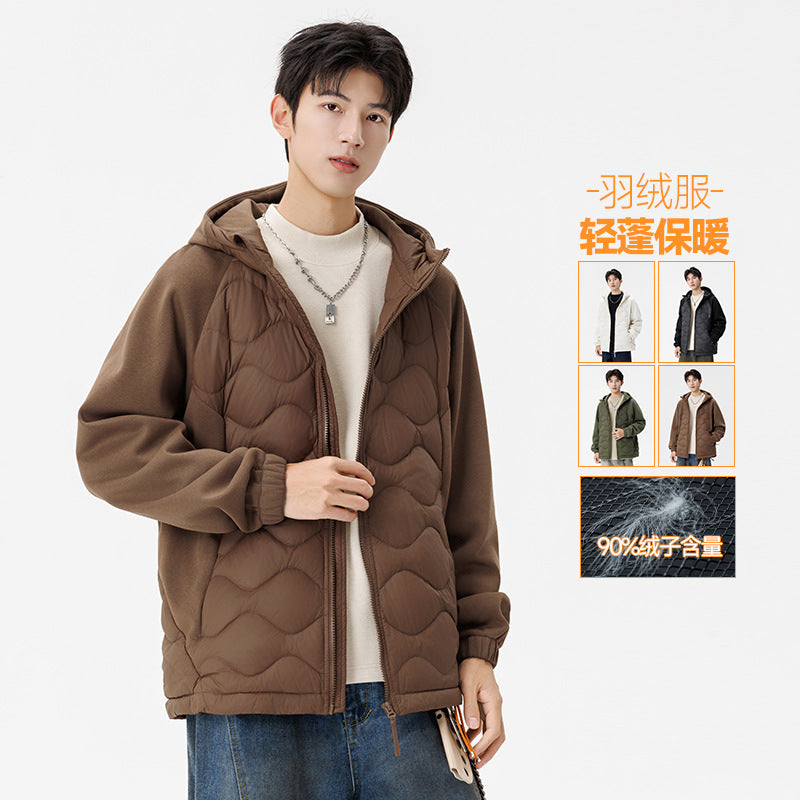 Herren Gefütterte Hybrid-Steppjacke mit Kapuze und Fleeceärmeln Nord Taschen