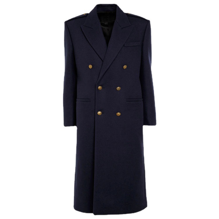 Damen Doppelreihiger Wollmix-Longcoat mit Epauletten und strukturierter Tailoring-Silhouette Nord Taschen