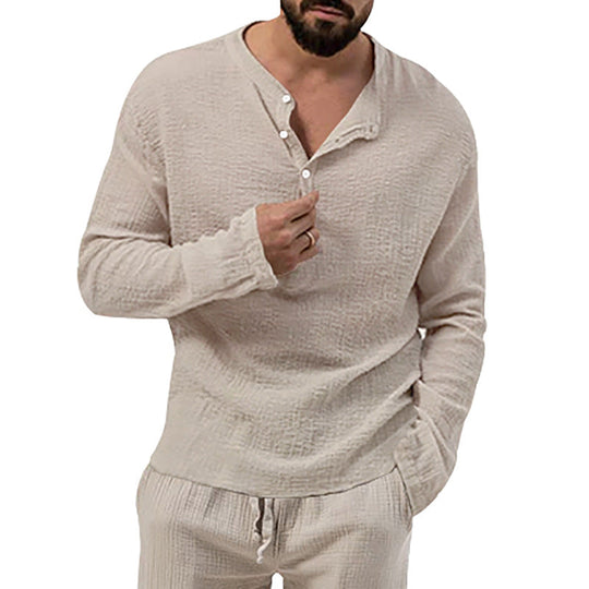 Herren Langarmshirt mit Knopfleiste Nord Taschen