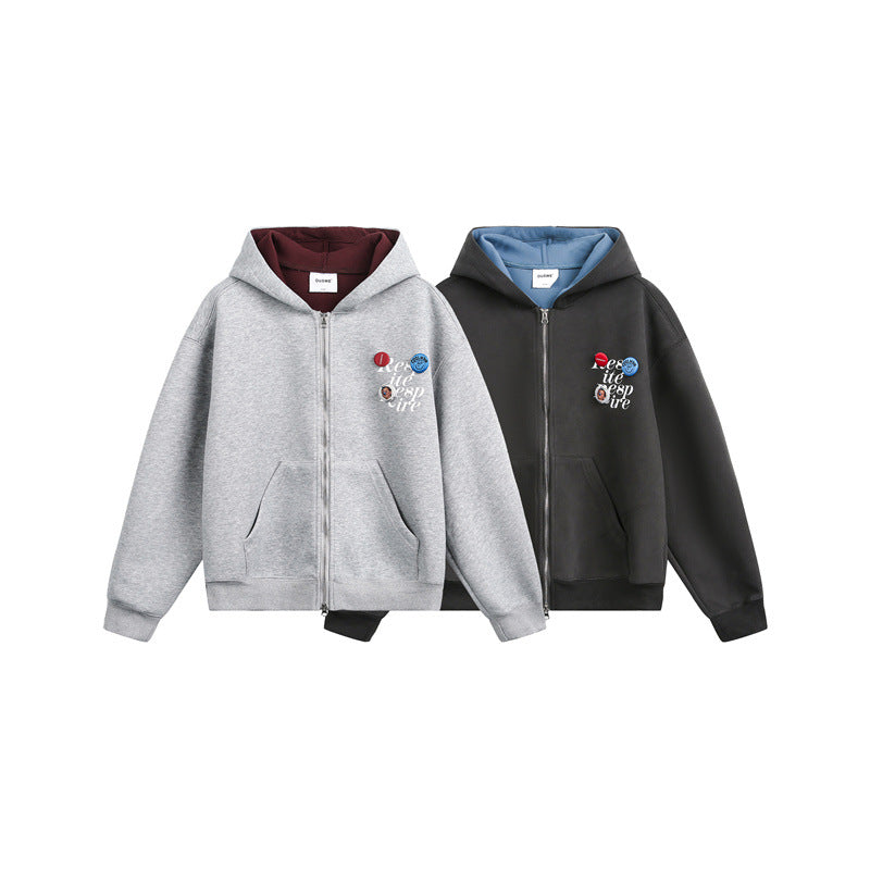 Unisex Kapuzen‑Sweatjacke mit Print‑Badges und Zweiwege‑Reißverschluss Nord Taschen
