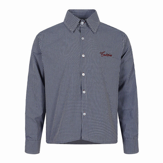 Herren Kariertes Gingham-Hemd mit Button-Down-Kragen und Bruststickerei Nord Taschen