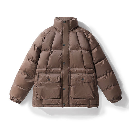 Herren Wattierte Steppjacke mit hohem Stehkragen, Druckknopfblende & großen Pattentaschen Nord Taschen