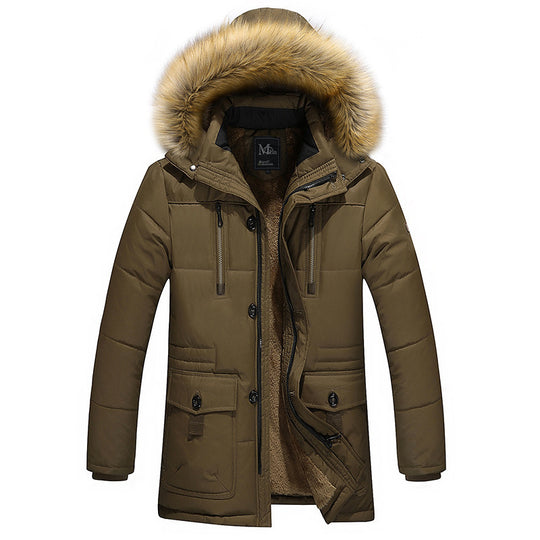 Herren wasserabweisender gesteppter Parka mit Kapuze, Kunstfellblende und Teddyfleece-Innenfutter Nord Taschen