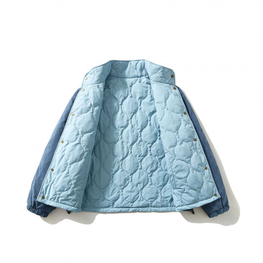 Herren Wattierte Cordjacke mit Stehkragen, Druckknopfverschluss und elastischem Saum Nord Taschen