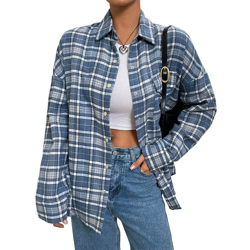 Damen Karierte Overshirt Nord Taschen
