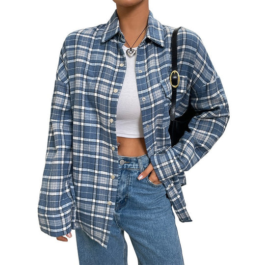 Damen Karierte Overshirt Nord Taschen