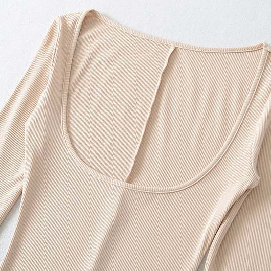 Damen Figurbetontes Maxi-Kleid mit Korsett-Detail, Rippstrick und langen Ärmeln Nord Taschen