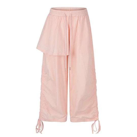 Damen Weite Capri-Hose mit Tunnelzug, seitlicher Raffung und asymmetrischer Überlagerung Nord Taschen