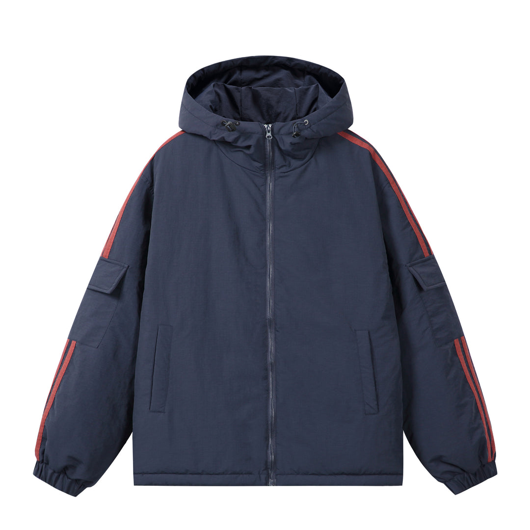 Unisex Kurzboxy wattierter Kapuzenblouson mit Ärmel‑Utilitytasche und seitlichen Eingrifftaschen Nord Taschen