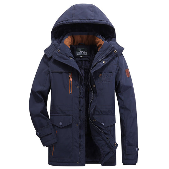 Herren winddichter Freizeitparka mit kuscheliger Teddyfleece‑Innenschicht und Multifunktionstaschen Nord Taschen
