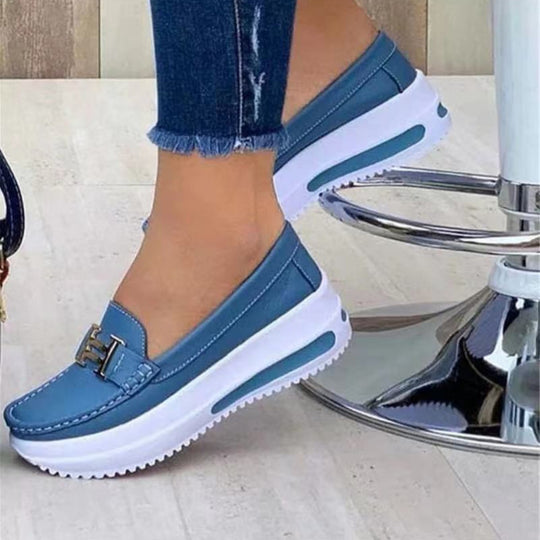 Damen  leichte Plateau-Slipper im Mokassinstil mit luftgepolsterter Gummisohle Nord Taschen
