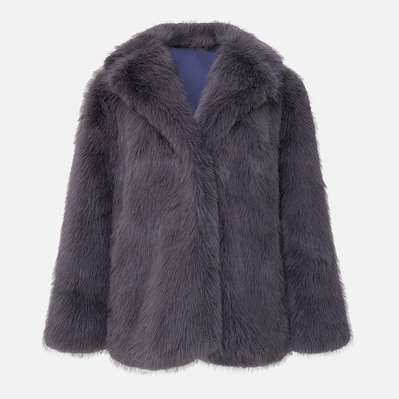 Damen Langfloriger Oversize Kunstpelz‑Mantel mit Boxy‑Silhouette und offenem Schnitt Nord Taschen