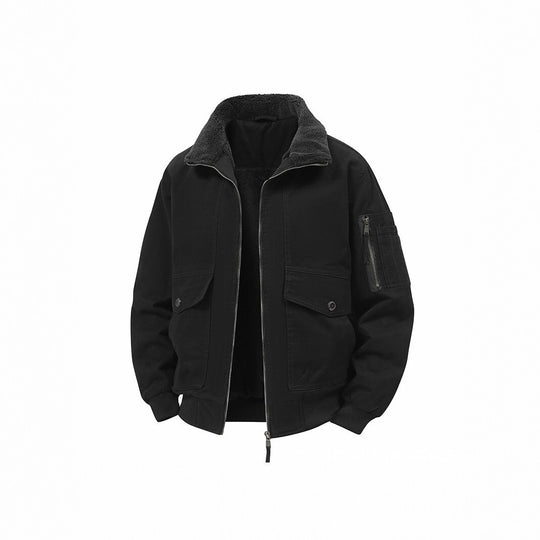 Herren Militärisch inspirierte Thermo-Bomberjacke mit Teddy‑Futter, Ärmeltasche und Druckknopf‑Klappentaschen Nord Taschen