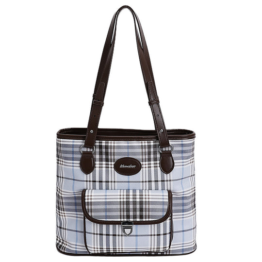 Damen modische Freizeit-Shopper-Tasche mit auffälligem Karomuster Nord Taschen