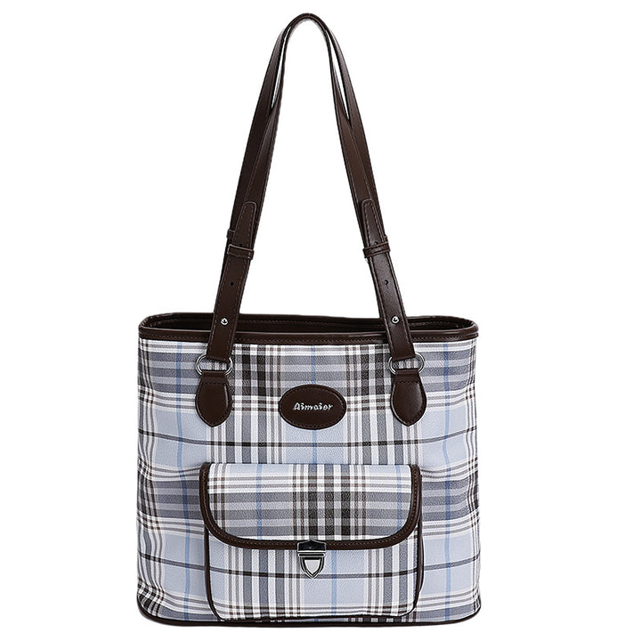 Damen modische Freizeit-Shopper-Tasche mit auffälligem Karomuster Nord Taschen