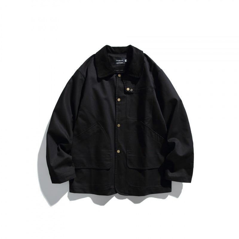 Herren Canvas-Chorejacke mit Cordkragen und Druckknopffront Nord Taschen